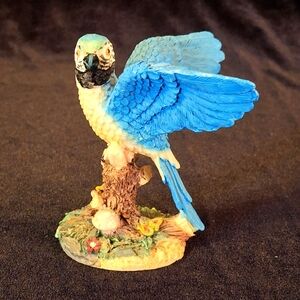 Beautiful Blue Parrot Resin Figurine - 3.75 In High